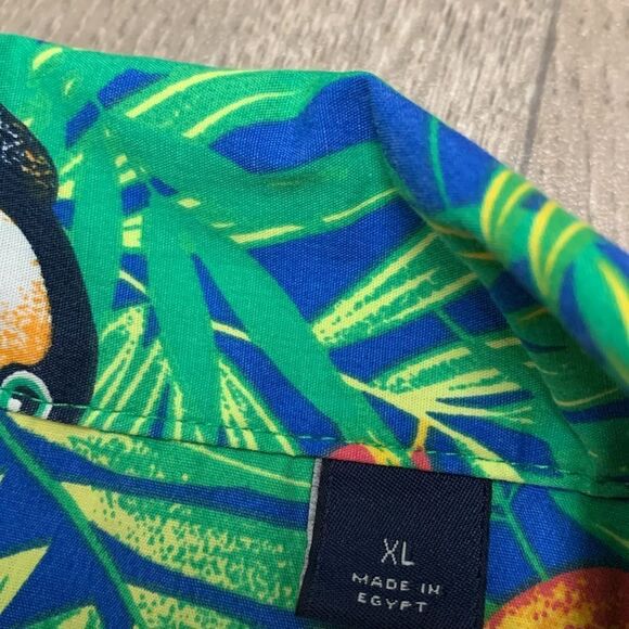 Mens Blue Generation Tucan Floral‎ Tropical Print Hawaiian Shortsleeve Shirt - Picture 3 of 6